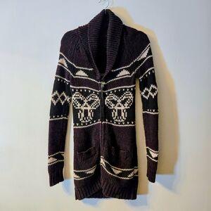 TNA Aritzia Long Lambswool Zip Sweater